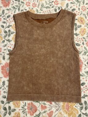 Better Be Sleeveless Ribbed Cropped Tank - Warm Tan Camel Sizes S/M or M/L NWT!